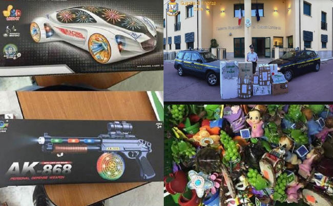 La guardia di finanza sequestra duemila giocattoli e prodotti contraffatti