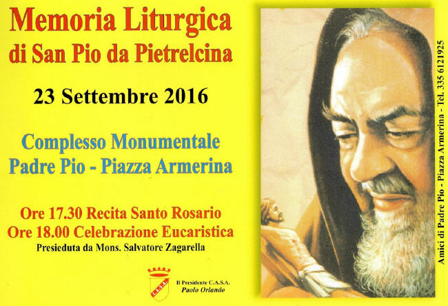 Piazza Armerina - Memoria liturgica di San Pio di Pietralcina